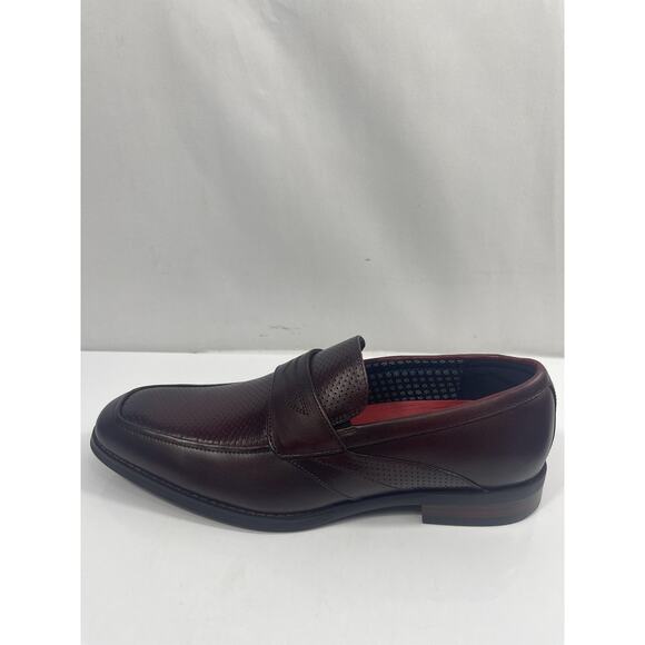 Stacy Adams Karnes Shoes Mens Size 8 Dark Red Slip On Dress Loafers New Box